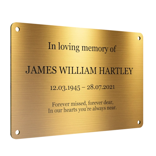 Personalised Brass Plaque 6" × 4" — Custom Engraved Memorial Sign with Decorative Border Design (Bench, Grave, Garden, Pet Tribute)