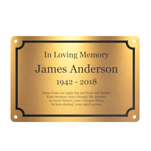 Personalised Brass Plaque 6" × 4" — Custom Engraved Memorial Sign with Decorative Border Design (Bench, Grave, Garden, Pet Tribute)