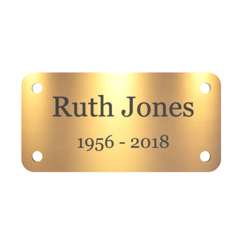 Personalised Brass Plaque 3" × 1" — Custom Engraved Memorial Sign with Decorative Border Design (Bench, Grave, Garden, Pet Tribute)
