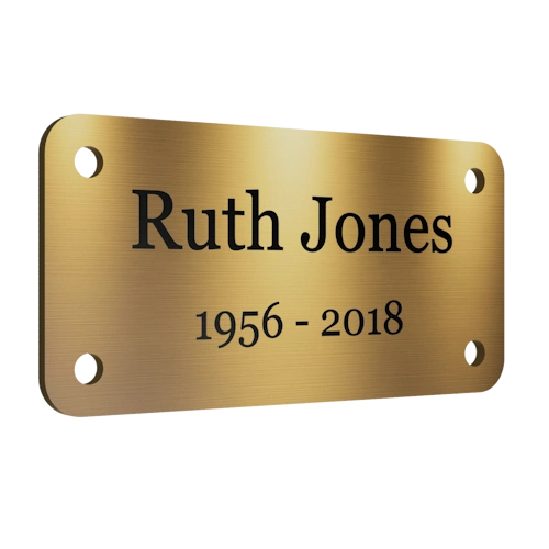 Personalised Brass Plaque 3" × 1" — Custom Engraved Memorial Sign with Decorative Border Design (Bench, Grave, Garden, Pet Tribute)