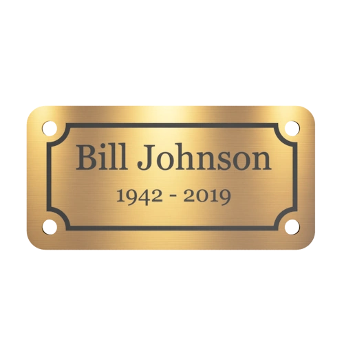 Personalised Brass Plaque 3" × 1" — Custom Engraved Memorial Sign with Decorative Border Design (Bench, Grave, Garden, Pet Tribute)