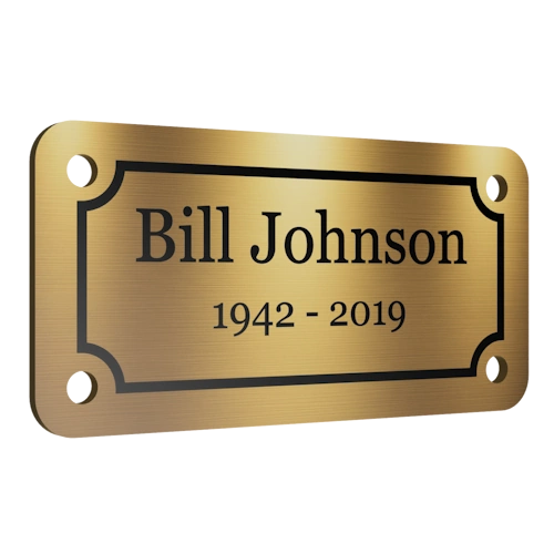 Personalised Brass Plaque 3" × 1" — Custom Engraved Memorial Sign with Decorative Border Design (Bench, Grave, Garden, Pet Tribute)