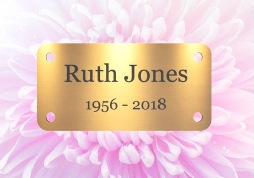 Personalised Brass Plaque 3" × 1" — Custom Engraved Memorial Sign with Decorative Border Design (Bench, Grave, Garden, Pet Tribute)
