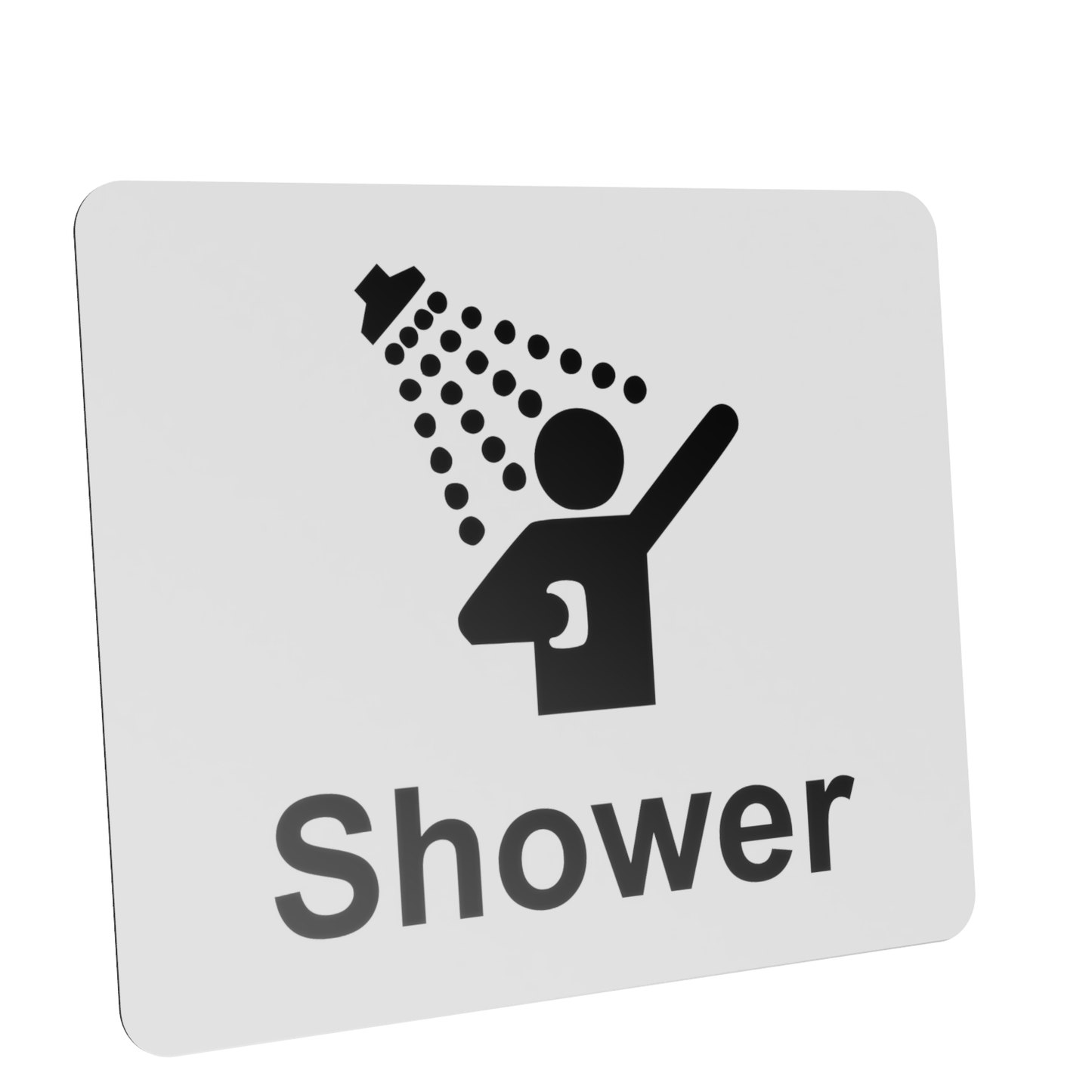 White Shower Sign with Self-Adhesive Backing - Shower Icon – 120mm x 100mm / 4.72" x 3.94" UV Printed, Easy Install – by North By North East – Signs