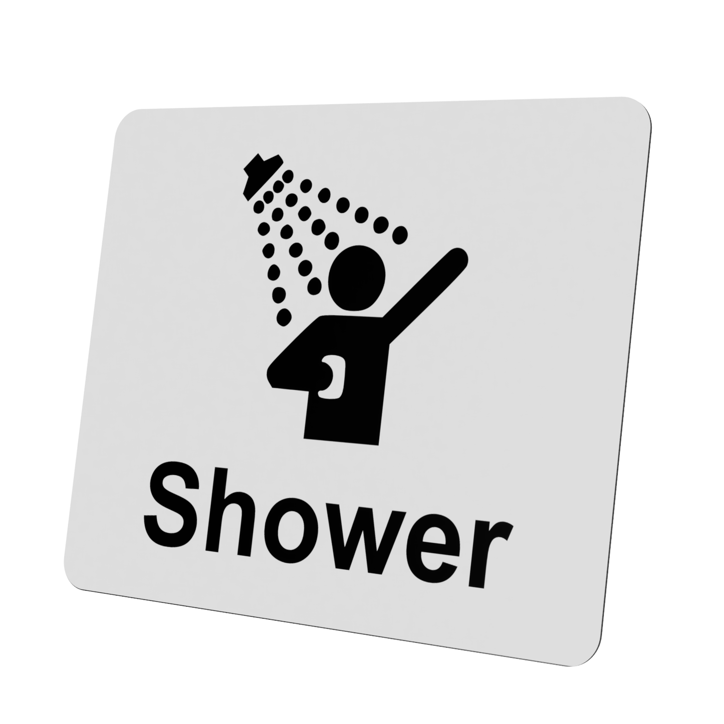 White Shower Sign with Self-Adhesive Backing - Shower Icon – 120mm x 100mm / 4.72" x 3.94" UV Printed, Easy Install – by North By North East – Signs
