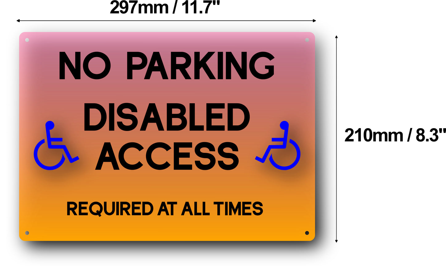 High Visibility No Parking Disabled Access Sign, Aluminum Composite, 297mm x 210mm x 3mm, Safety Sign with Four Screw Holes, Orange Handicap Access Sign, No Parking Signage – by North By North East – Parking Signs