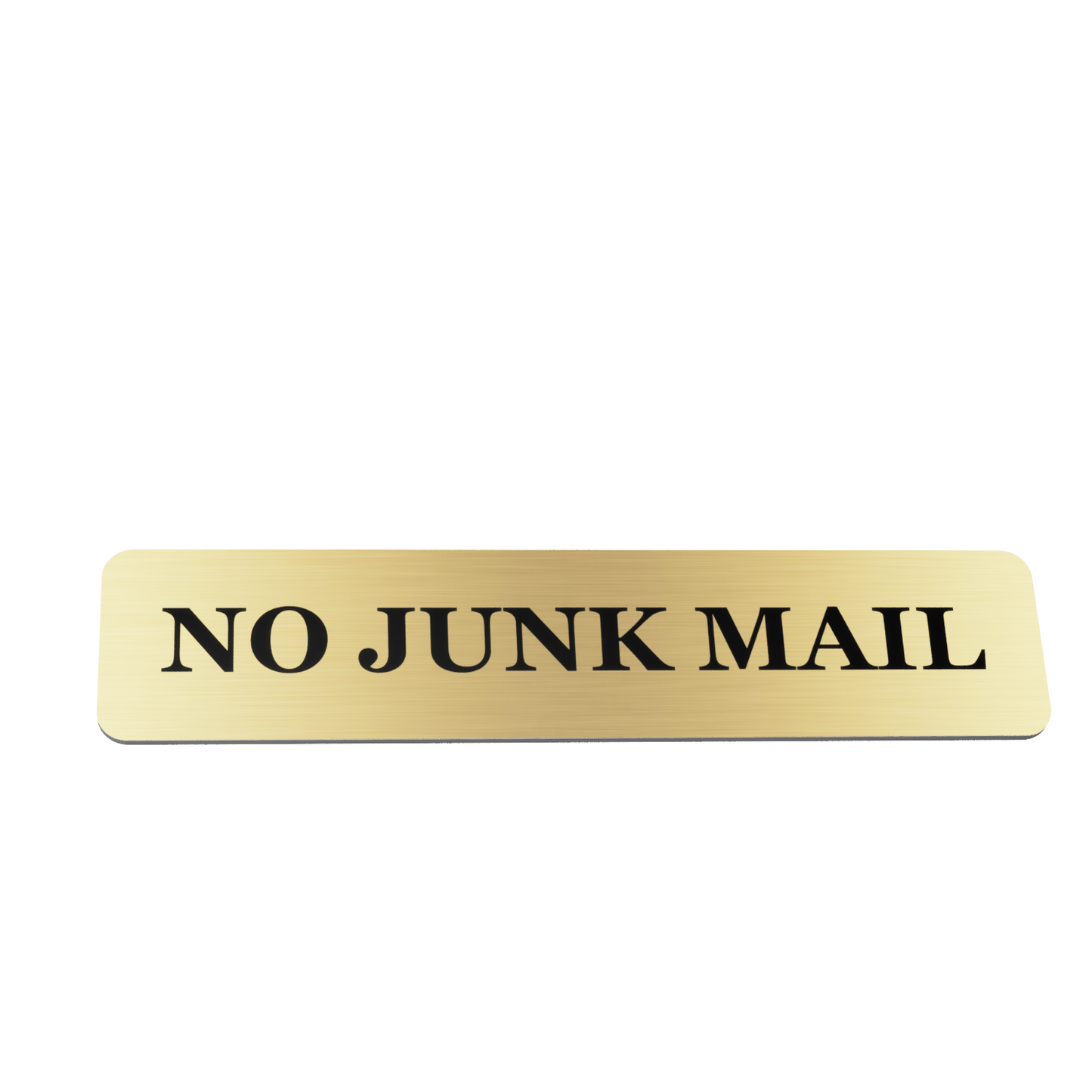 No Junk Mail Sign - Gold Metallic Adhesive Letterbox Plaque - Outdoor Weatherproof Aluminium Composite - Peel & Stick Mailbox Label – by North By North East – Business Hours & Policy Signs