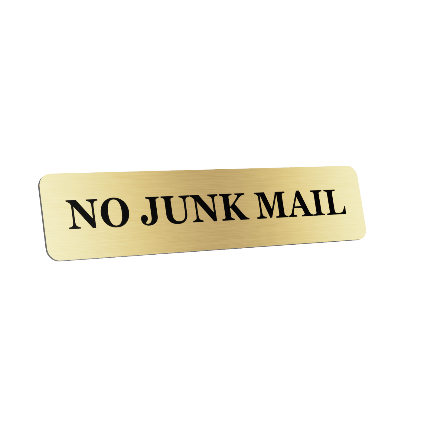 No Junk Mail Sign - Gold Metallic Adhesive Letterbox Plaque - Outdoor Weatherproof Aluminium Composite - Peel & Stick Mailbox Label – by North By North East – Business Hours & Policy Signs