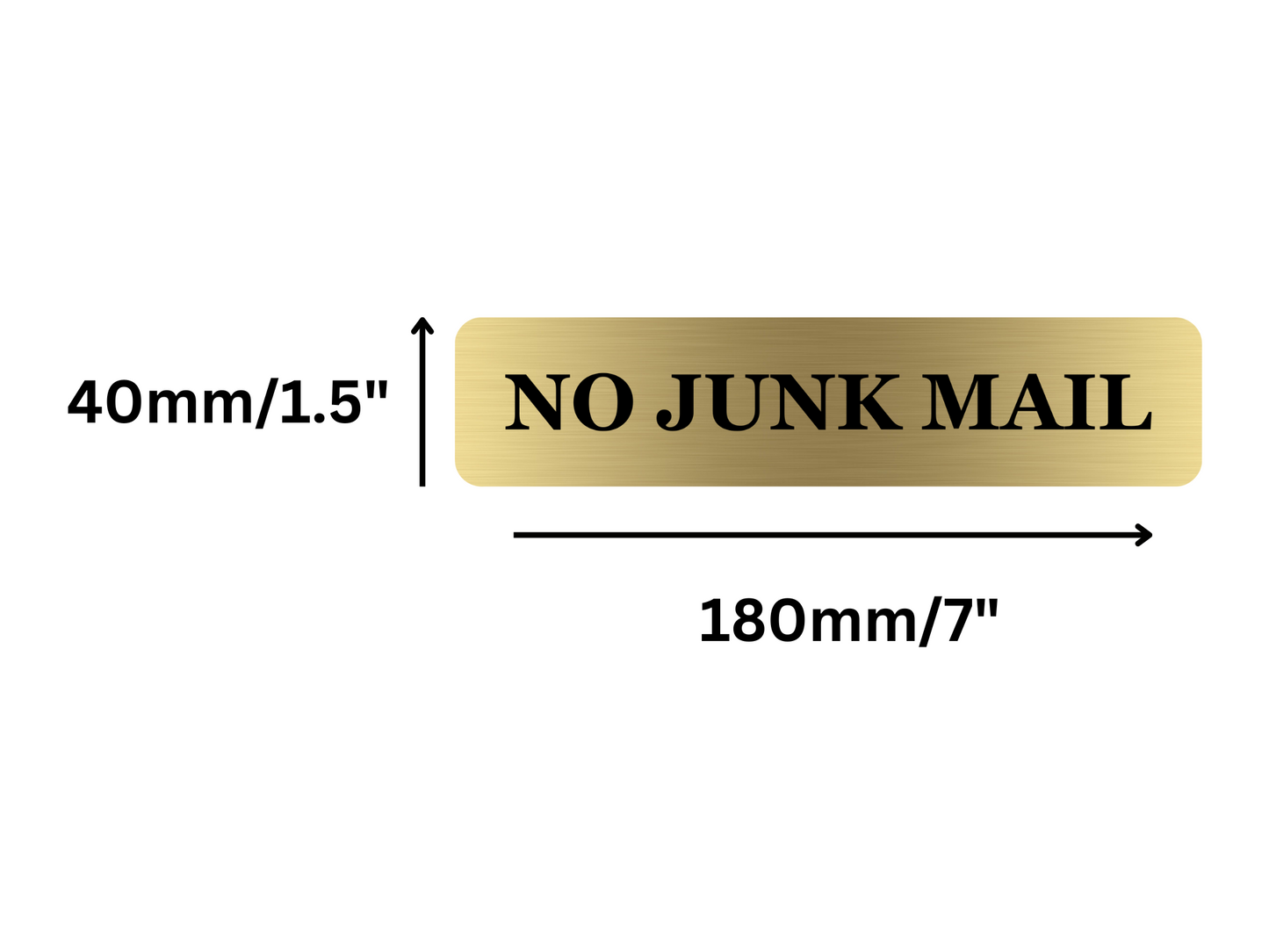 No Junk Mail Sign - Gold Metallic Adhesive Letterbox Plaque - Outdoor Weatherproof Aluminium Composite - Peel & Stick Mailbox Label – by North By North East – Business Hours & Policy Signs