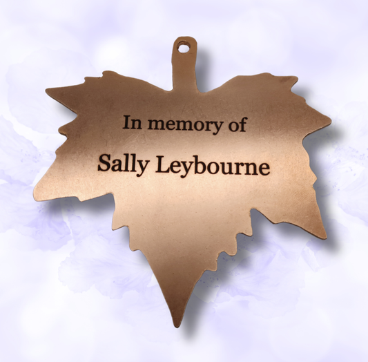 Personalised Copper Leaf Memorial — Hanging Tree/Plant Tribute (90 × 90 mm, 2 mm, Engraved) – by North By North East – Plaques & Nameplates