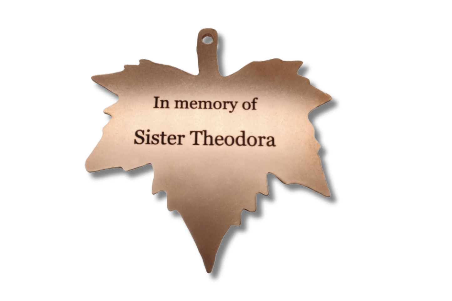 Personalised Copper Leaf Memorial — Hanging Tree/Plant Tribute (90 × 90 mm, 2 mm, Engraved) – by North By North East – Plaques & Nameplates