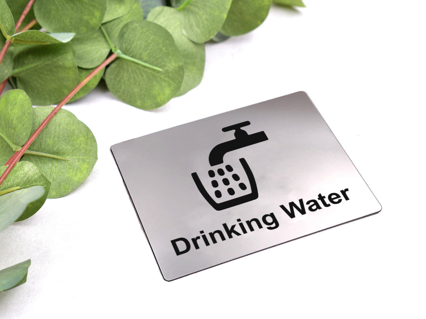 Adhesive Drinking Water Tap Sink Sign (Silver) – by origindesigned – Signs