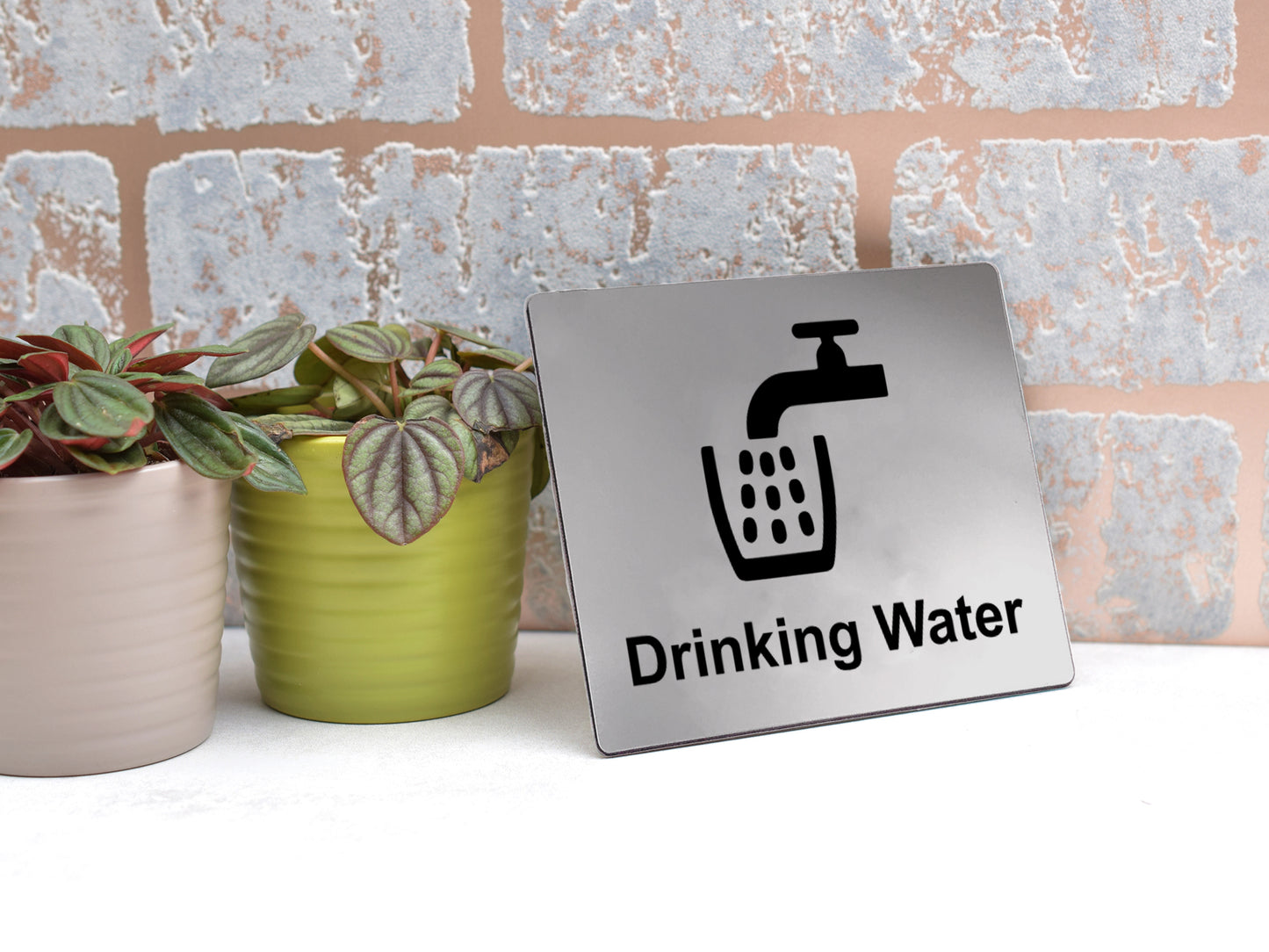 Adhesive Drinking Water Tap Sink Sign (Silver) – by origindesigned – Signs