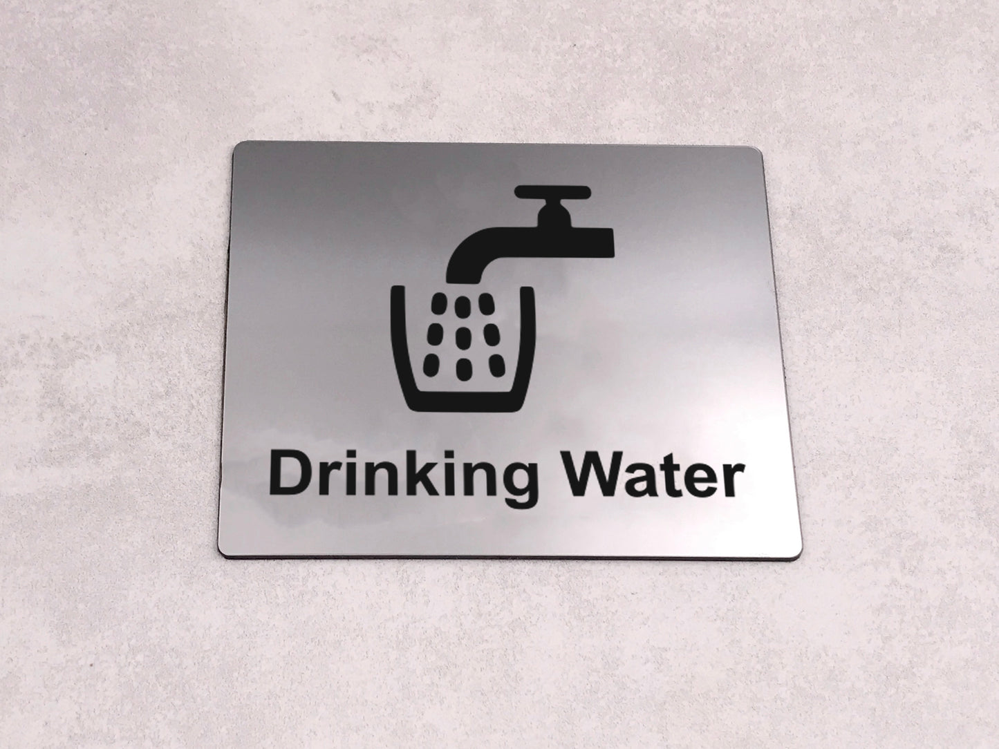 Adhesive Drinking Water Tap Sink Sign (Silver) – by origindesigned – Signs