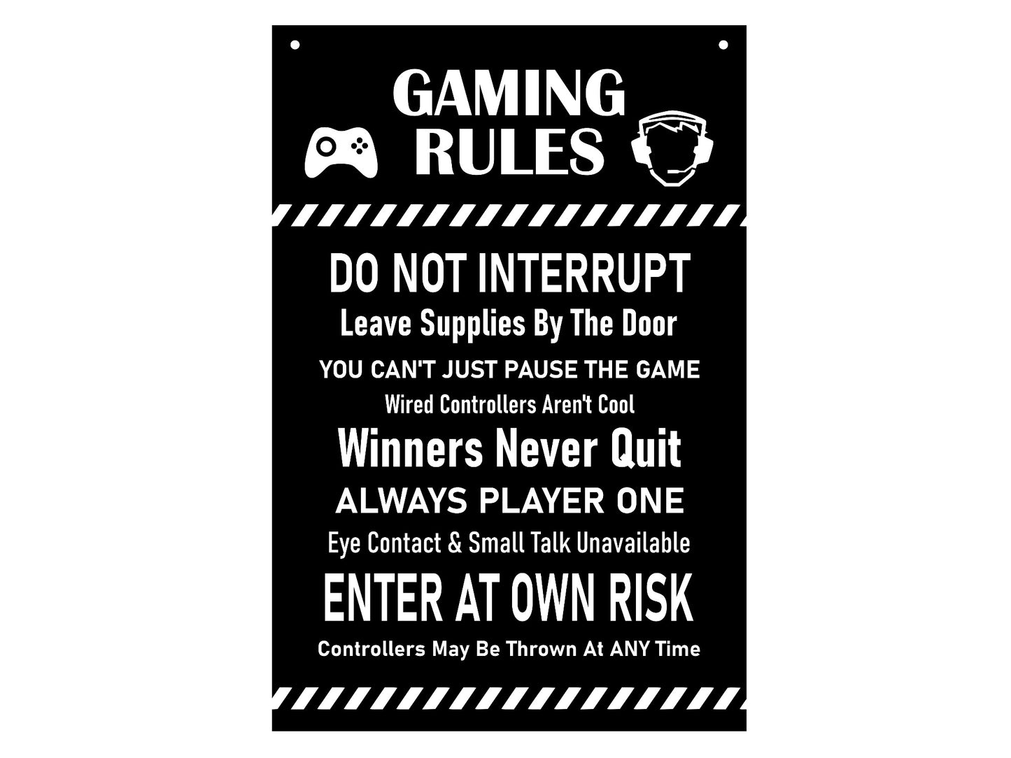 Gaming Rules Sign (Yellow or Black) – by origindesigned – Signs