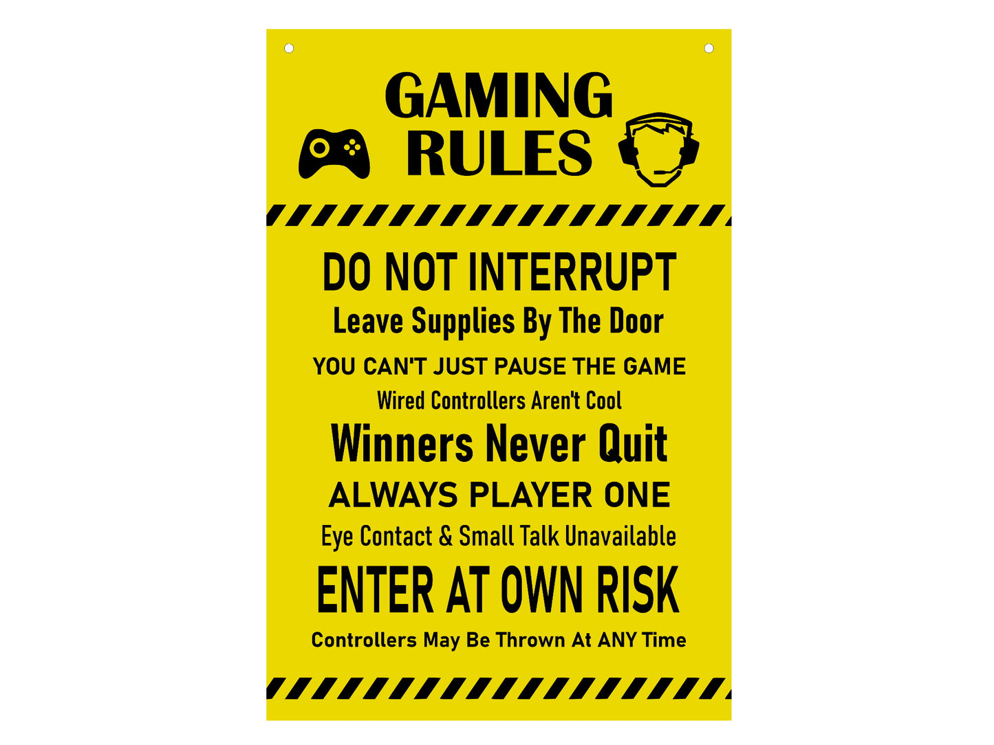 Gaming Rules Sign (Yellow or Black) – by origindesigned – Signs
