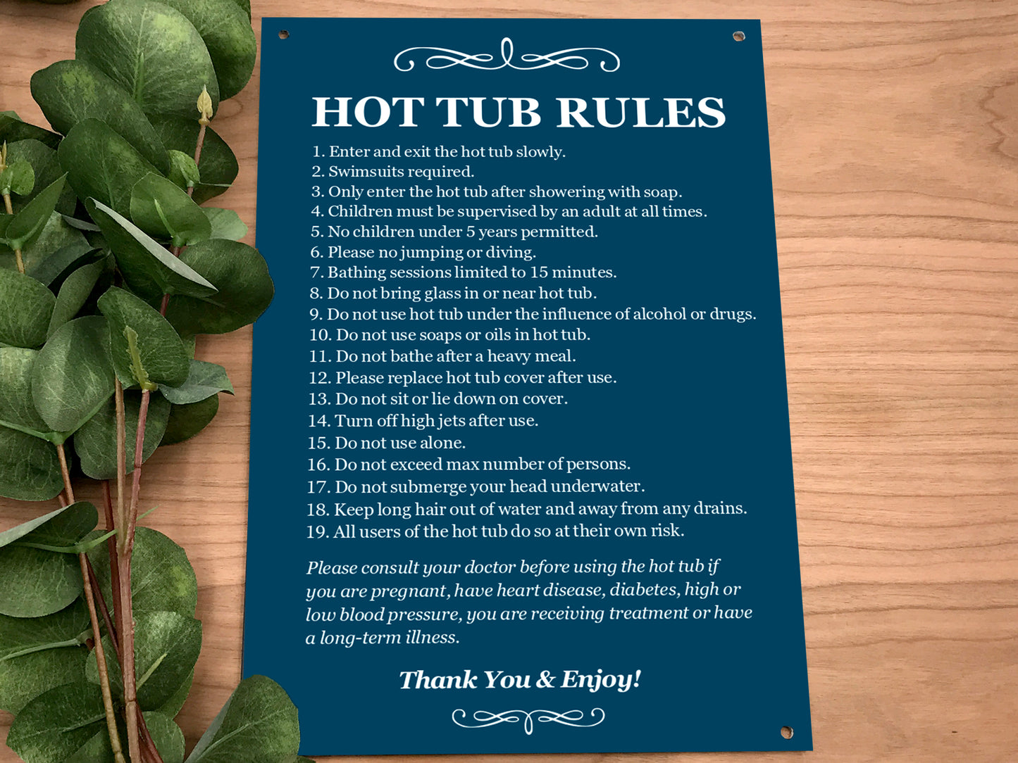 Large Hot Tub Rules Sign – by origindesigned – Signs