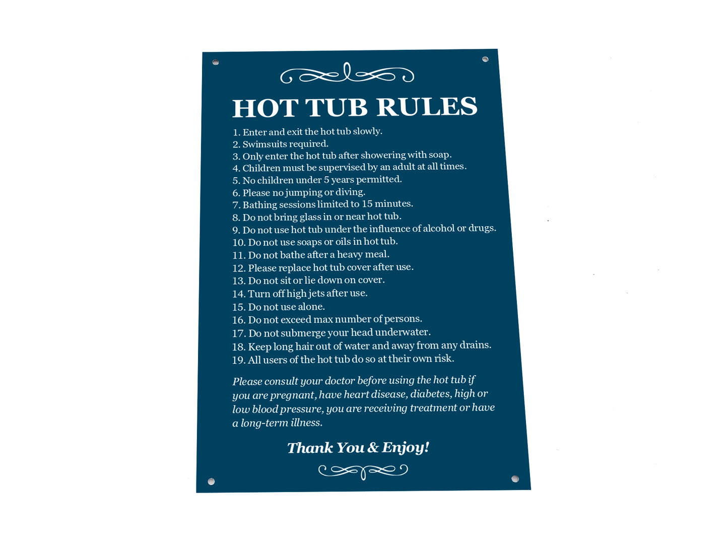 Large Hot Tub Rules Sign – by origindesigned – Signs
