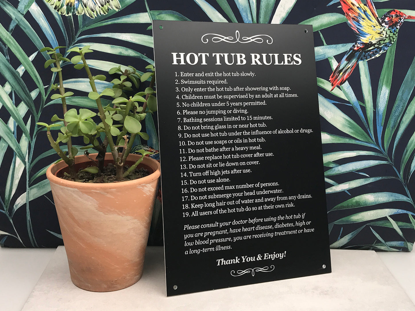 Large Hot Tub Rules Sign – by origindesigned – Signs
