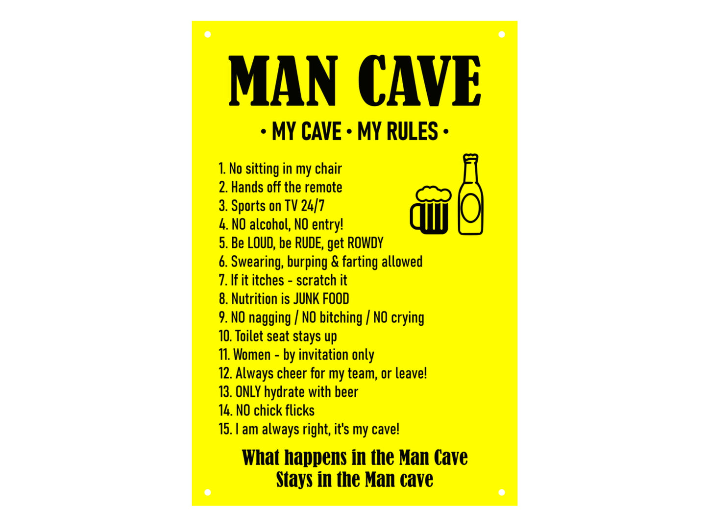 Man Cave Rules - Novelty Sign – by origindesigned – Novelty Signs