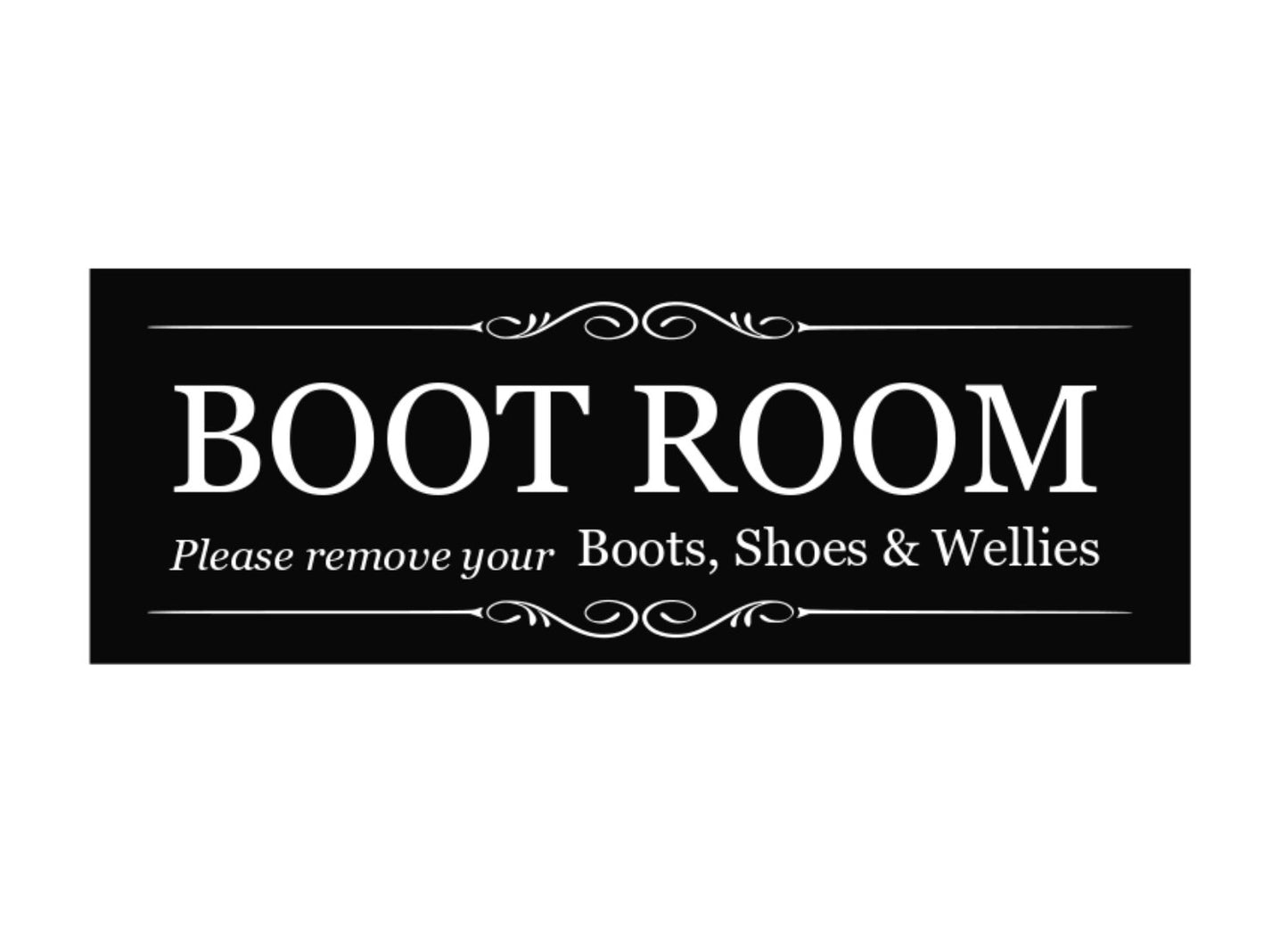 Self Adhesive Black and White Boot Room Door Sign – by origindesigned – Signs