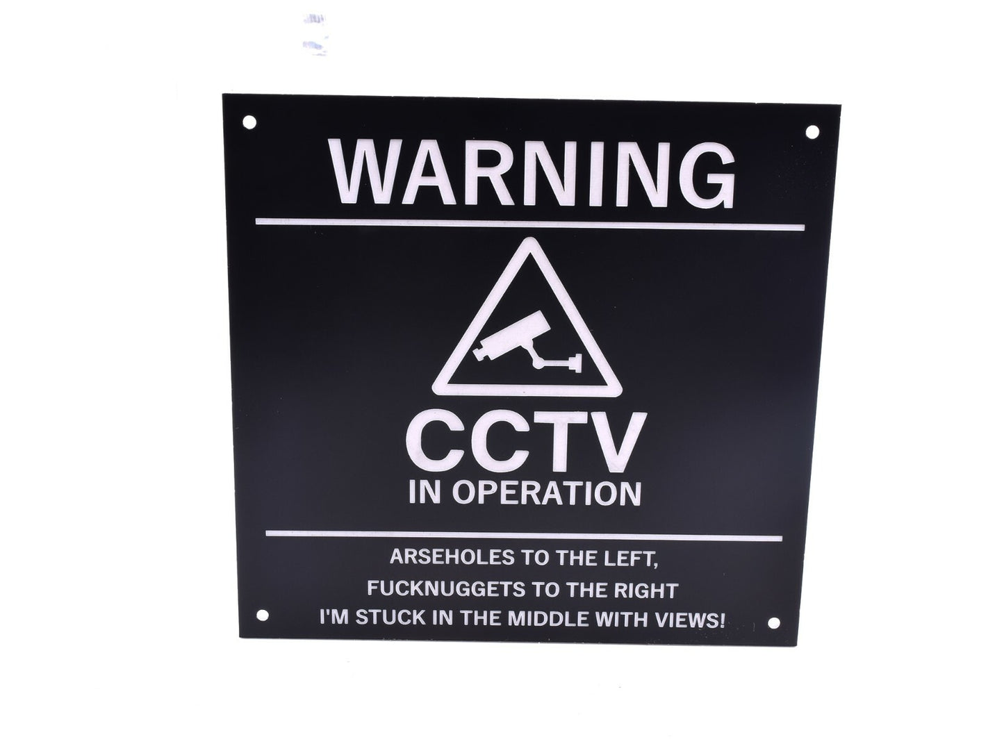 Black Novelty Rude CCTV Sign – Funny Gift Plaque for Wall or Fence – 140mm – by North By North East – Security & CCTV Signs