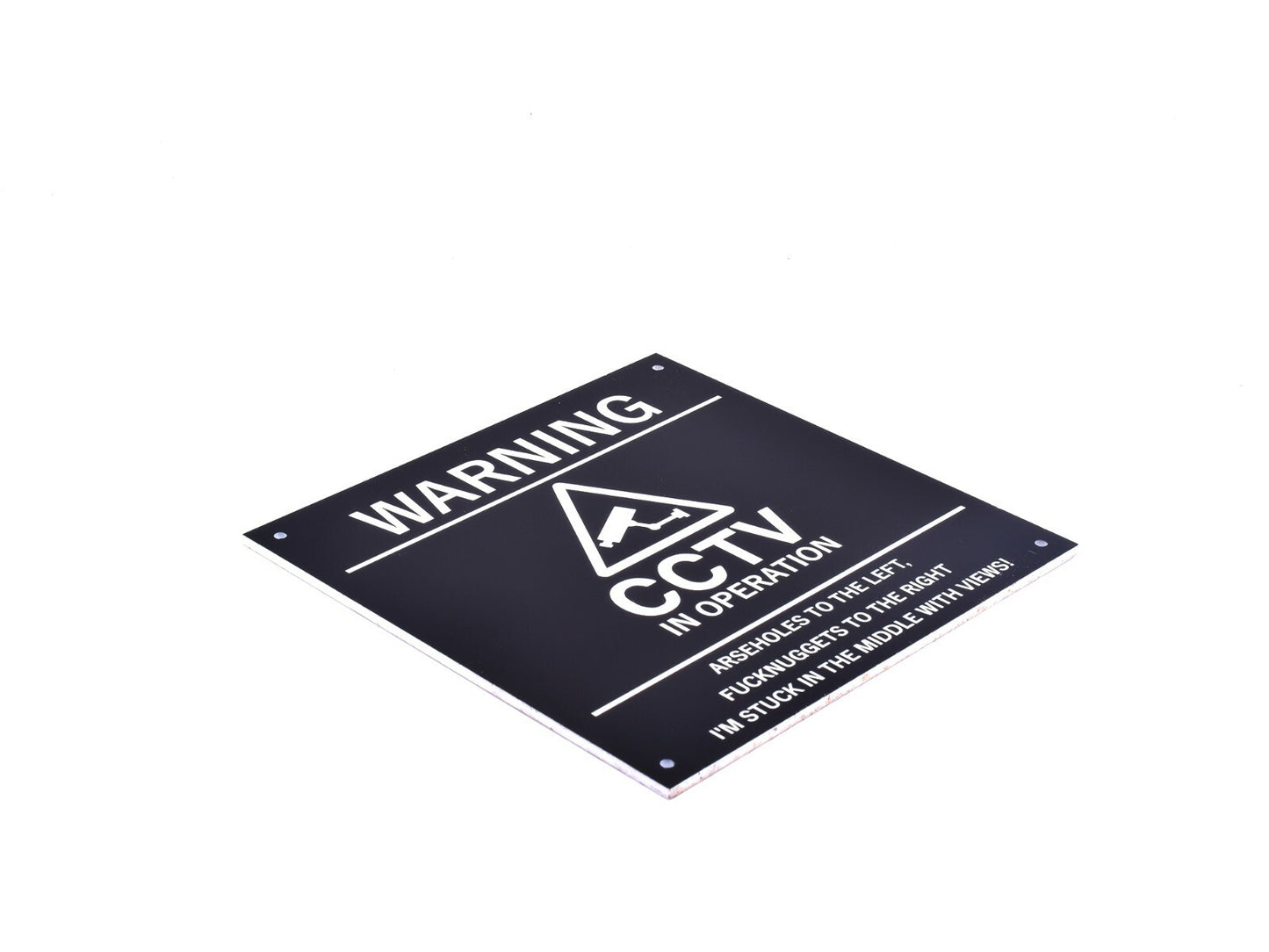 Black Novelty Rude CCTV Sign – Funny Gift Plaque for Wall or Fence – 140mm – by North By North East – Security & CCTV Signs