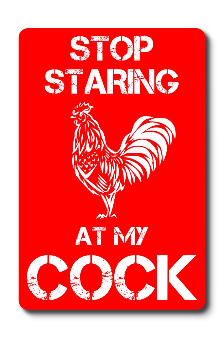 Stop Staring at my Cock Novelty Sign Self Adhesive Easy to Install – by North By North East – Novelty Signs