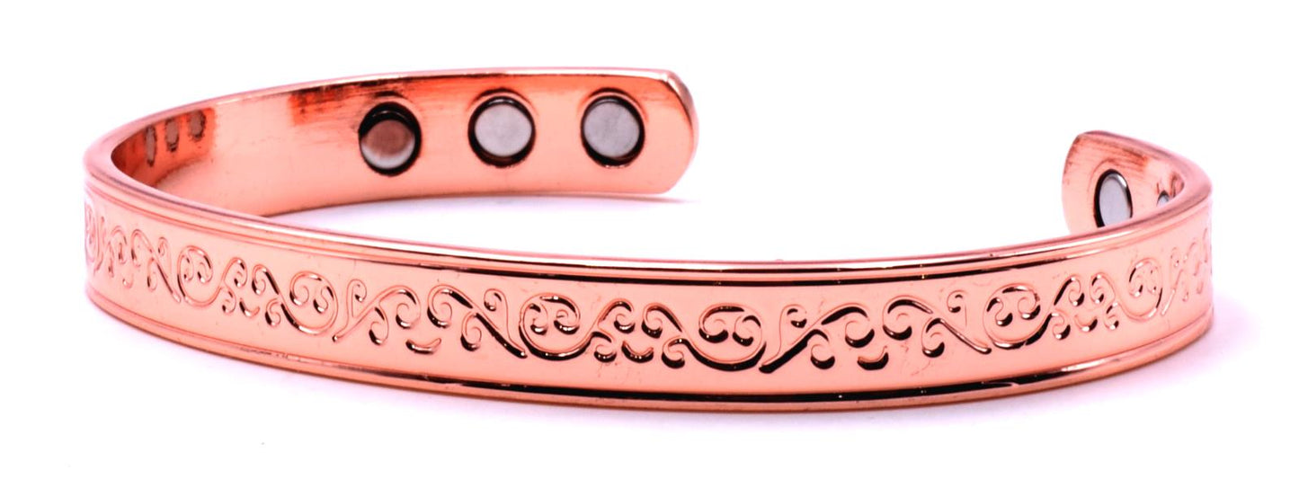 Copper Magnetic Bracelet with Flowers – by North By North East – Safety & Warning Signs