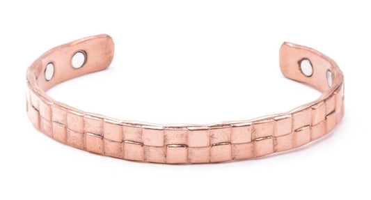 Copper Magnetic Bracelet With Square Pattern Design – by North By North East – Safety & Warning Signs