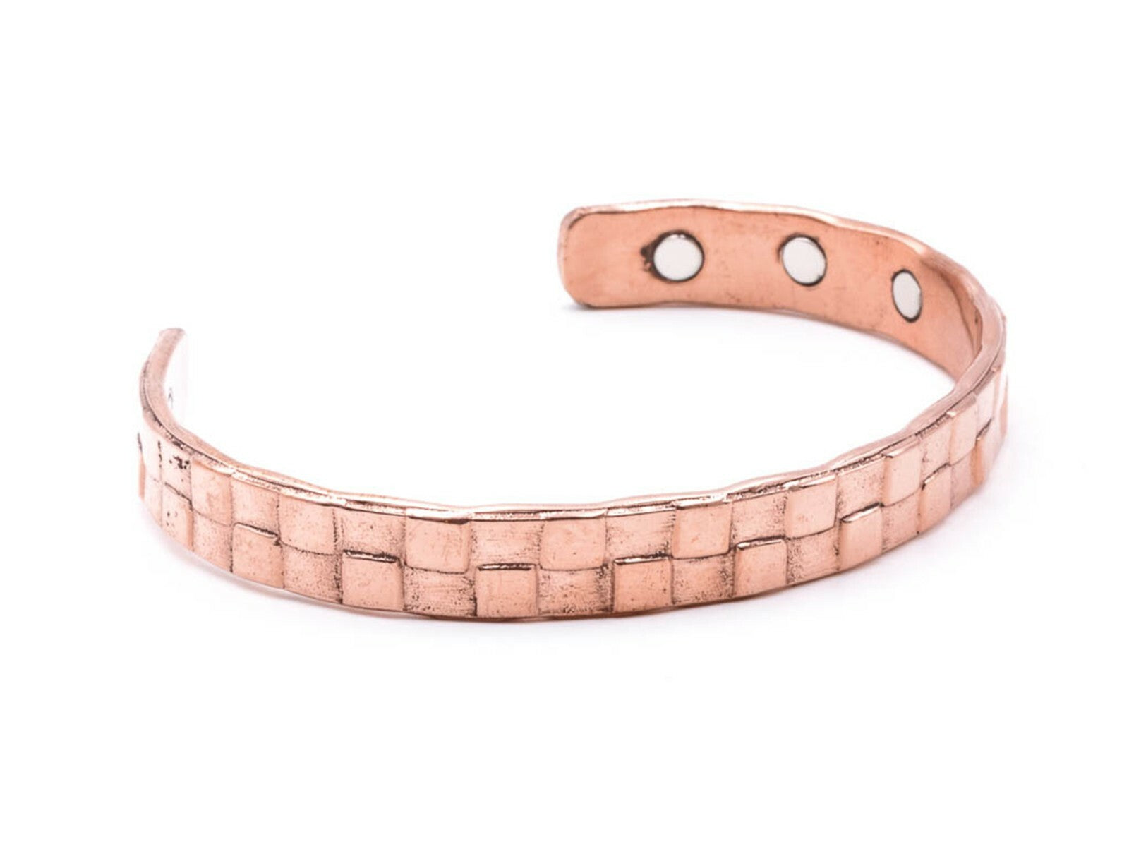 Copper Magnetic Bracelet With Square Pattern Design – by North By North East – Safety & Warning Signs