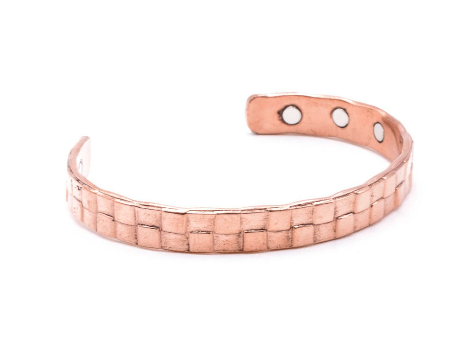 Copper Magnetic Bracelet With Square Pattern Design – by North By North East – Safety & Warning Signs
