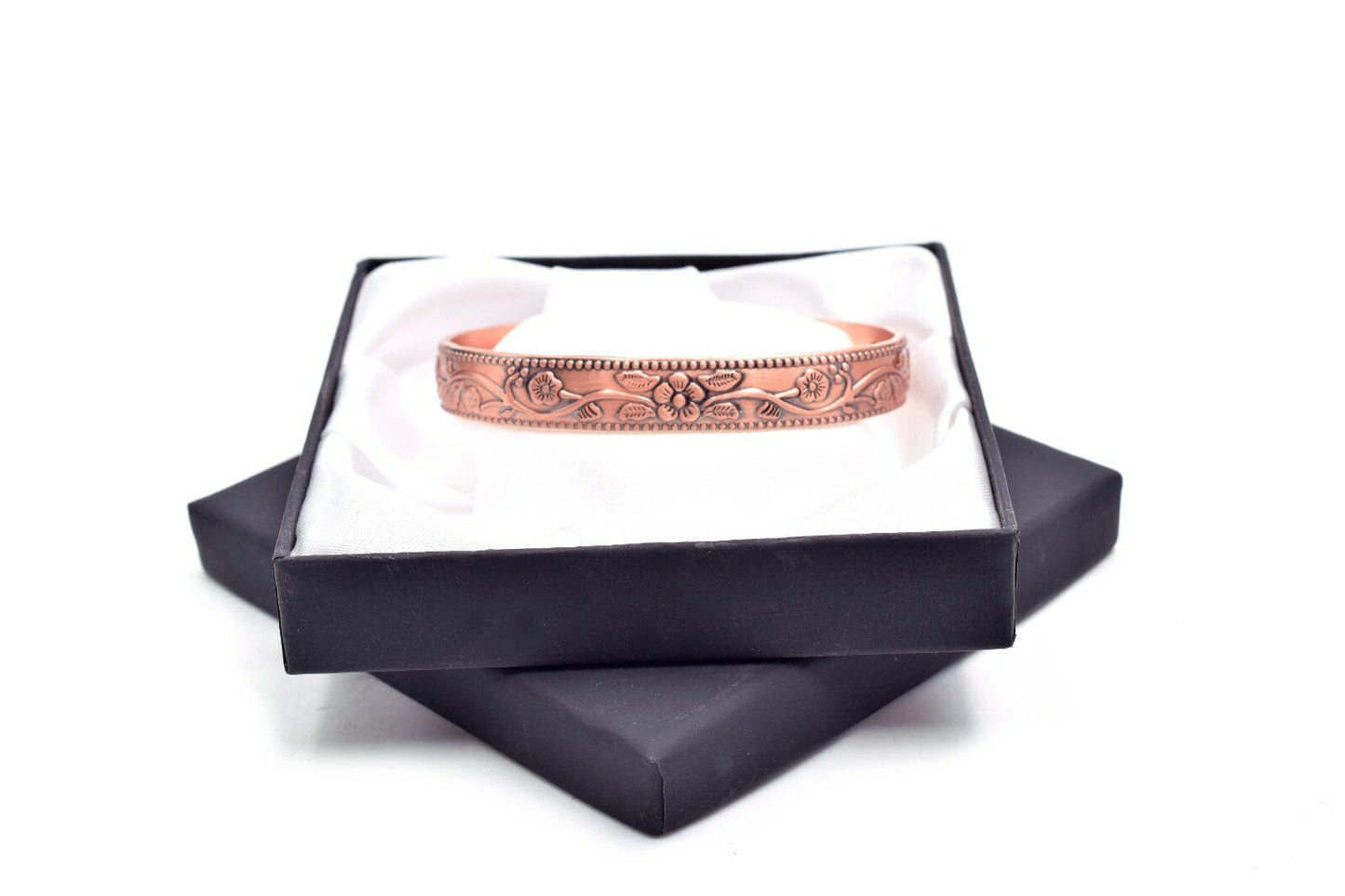 Copper Magnetic Bracelet with Delicate Elderflower Design (small size) – by North By North East – Safety & Warning Signs