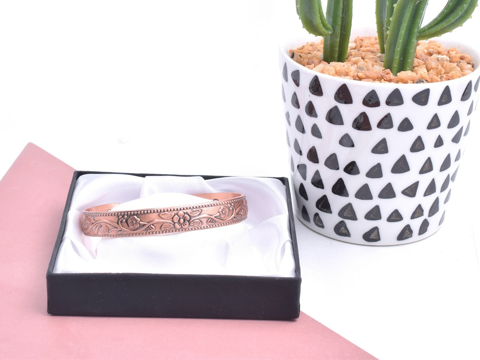 Copper Magnetic Bracelet with Delicate Elderflower Design (small size) – by North By North East – Safety & Warning Signs