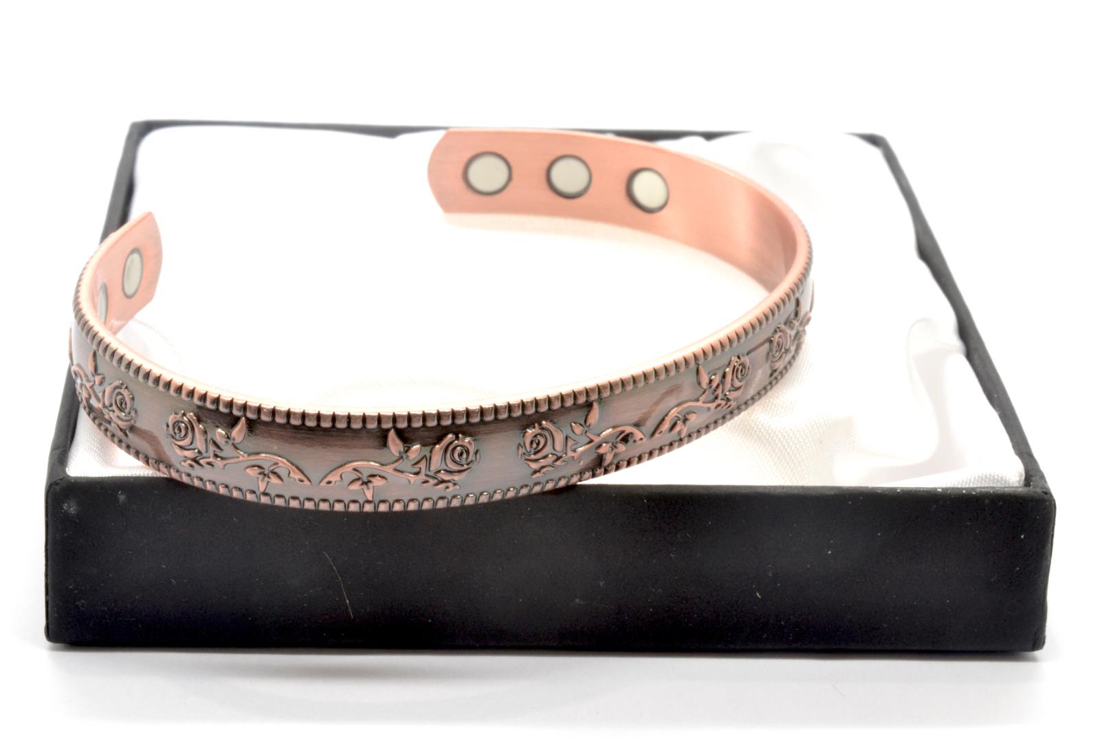 Copper Magnetic Bracelet with Gorgeous Rose Design – by North By North East – Safety & Warning Signs