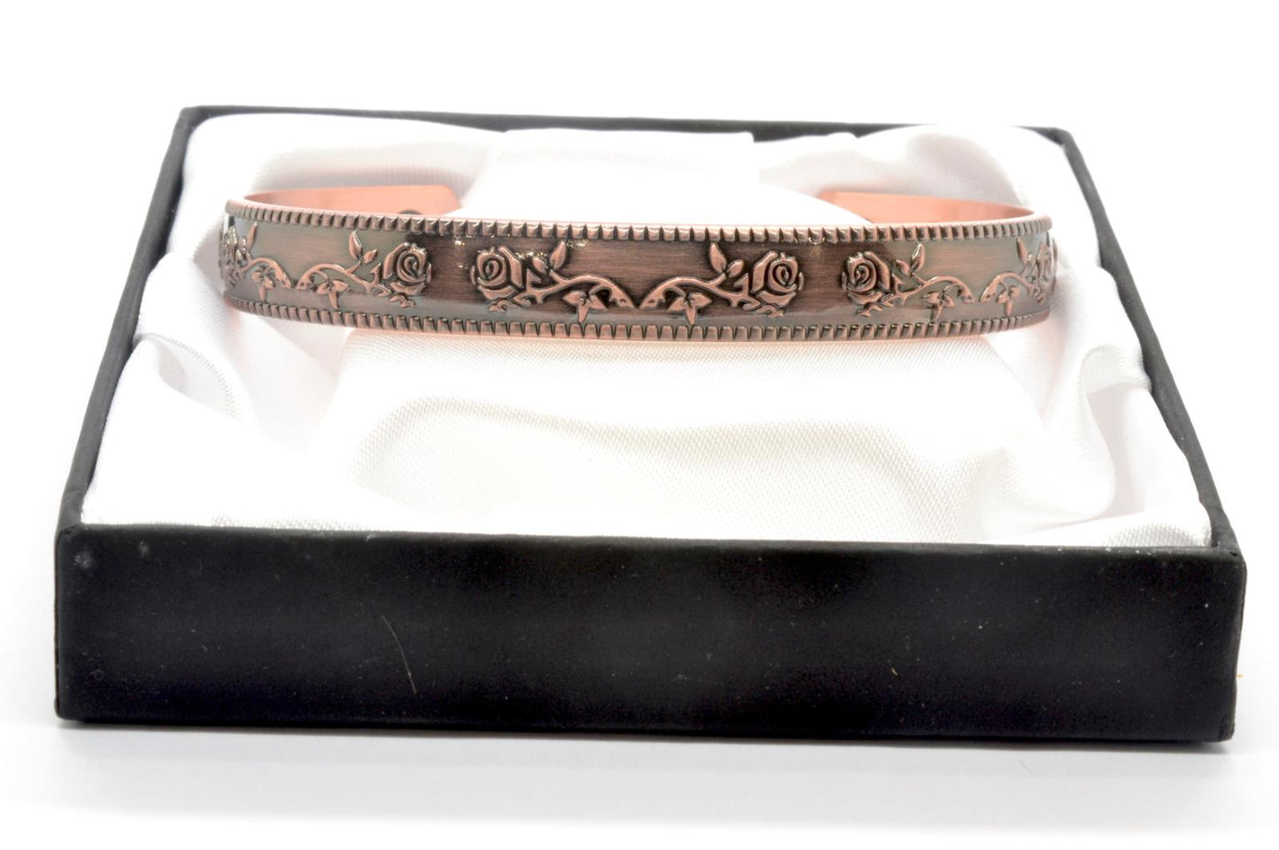 Copper Magnetic Bracelet with Gorgeous Rose Design – by North By North East – Safety & Warning Signs