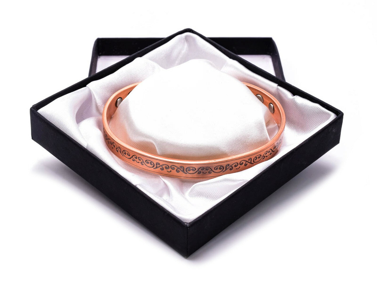 Copper Magnetic Bracelet with Flowers Antique Finish – by North By North East – Safety & Warning Signs