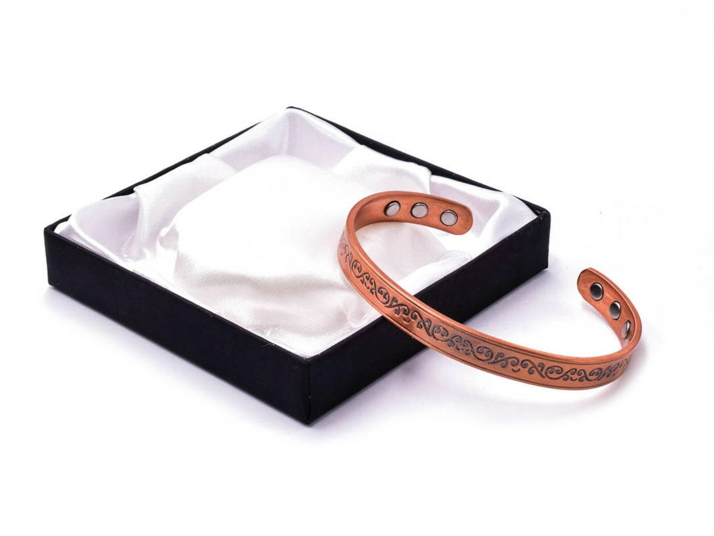 Copper Magnetic Bracelet with Flowers Antique Finish – by North By North East – Safety & Warning Signs