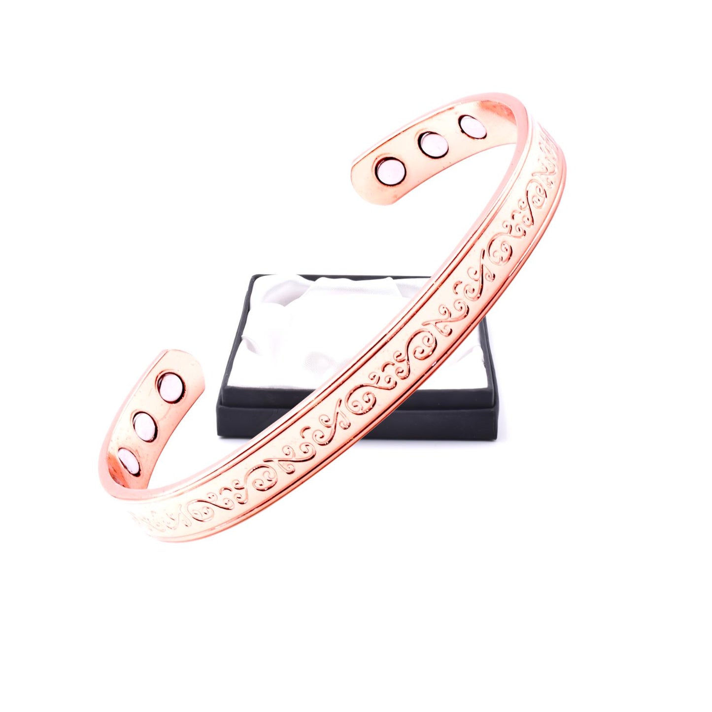 Copper Magnetic Bracelet with Flowers (Large Size) – by North By North East – Safety & Warning Signs