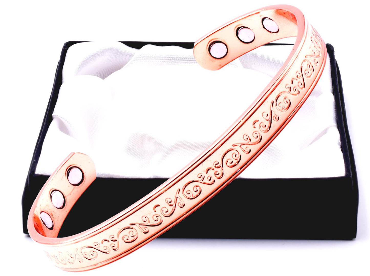 Copper Magnetic Bracelet with Flowers (Large Size) – by North By North East – Safety & Warning Signs