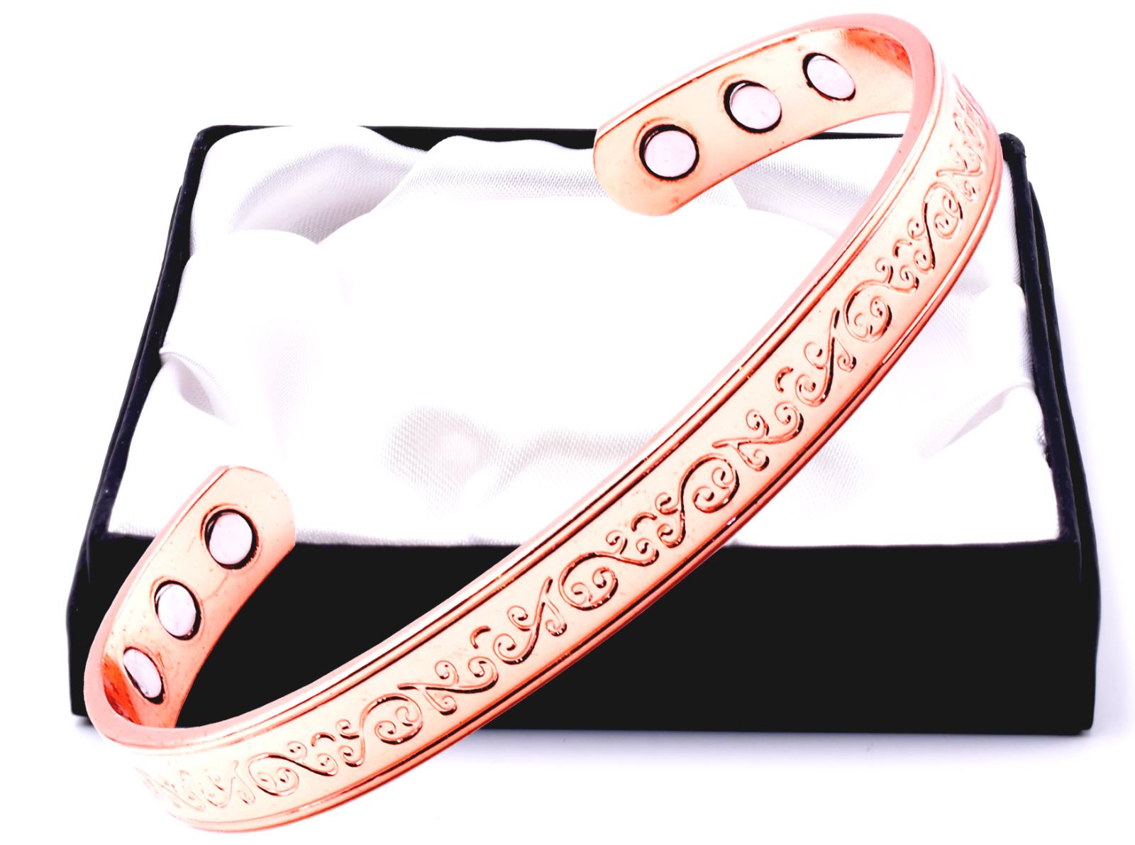 Copper Magnetic Bracelet with Flowers (Large Size) – by North By North East – Safety & Warning Signs