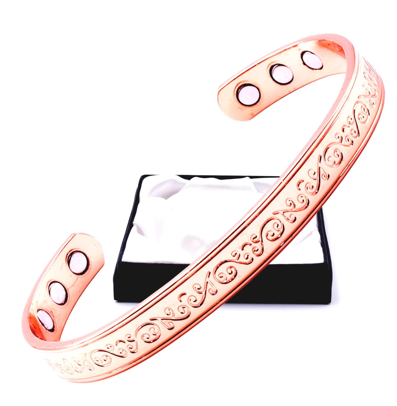 Copper Magnetic Bracelet with Flowers (Large Size) – by North By North East – Safety & Warning Signs