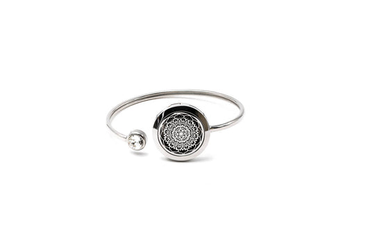 Stainless Steel Diffuser Aromatherapy Bracelet - Mandala Design – by North By North East – Signs