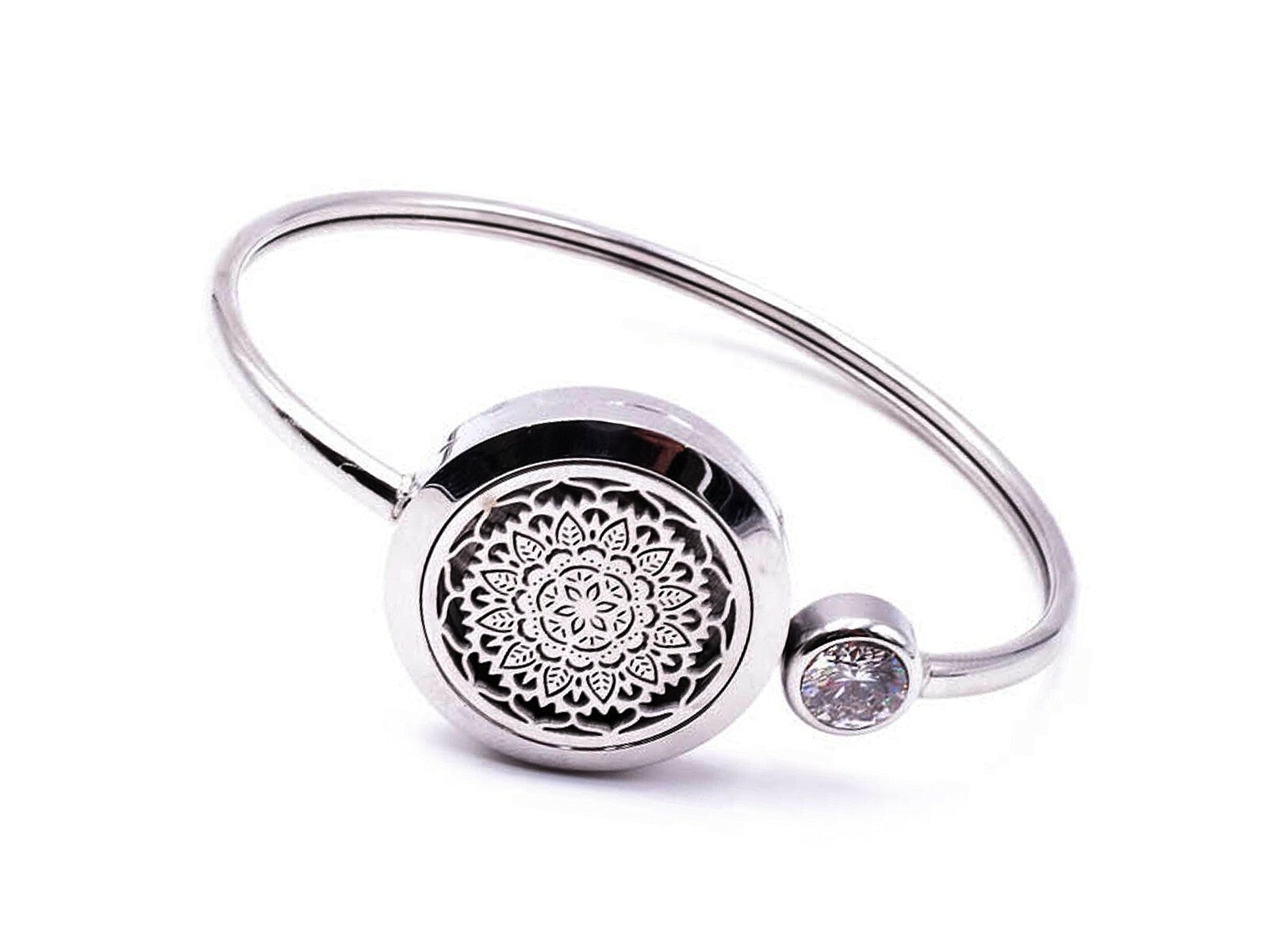 Stainless Steel Diffuser Aromatherapy Bracelet - Mandala Design – by North By North East – Signs