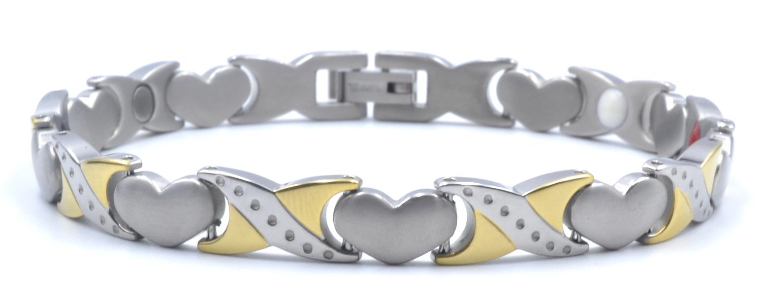 Origin Titanium Women's Magnetic Bracelet with Heart Design, Includes Germanium – by North By North East – Magnetic Signs