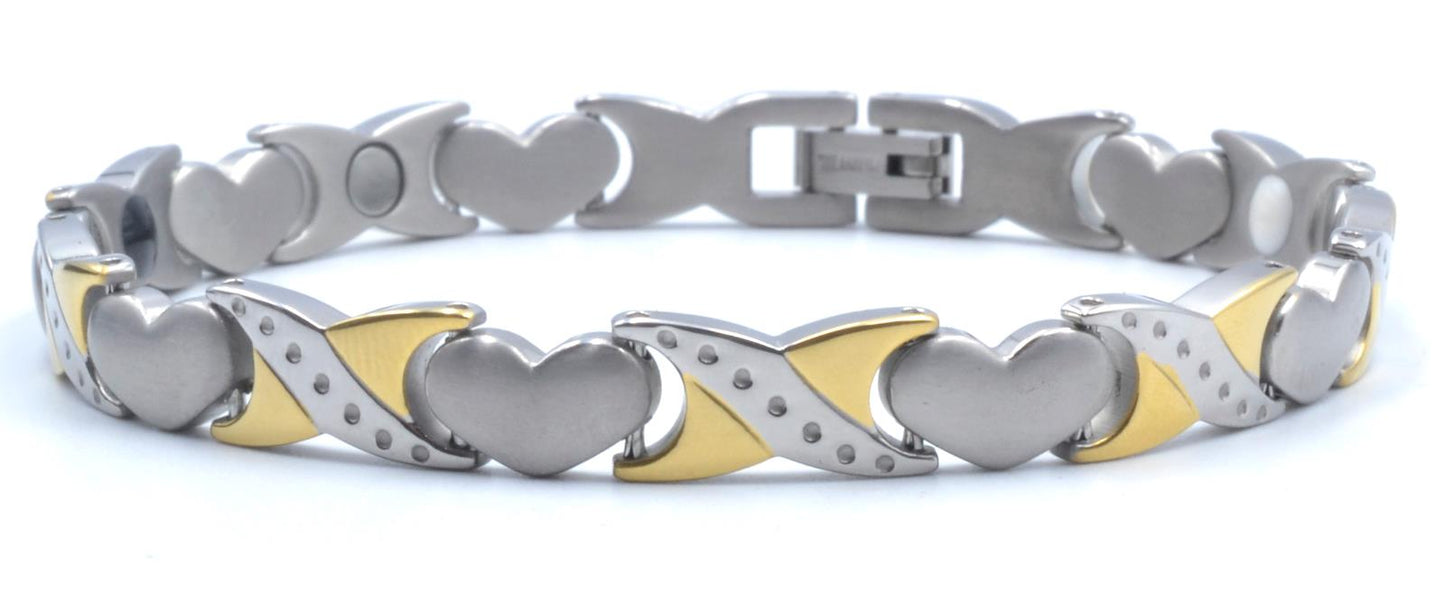 Origin Titanium Women's Magnetic Bracelet with Heart Design, Includes Germanium – by North By North East – Magnetic Signs