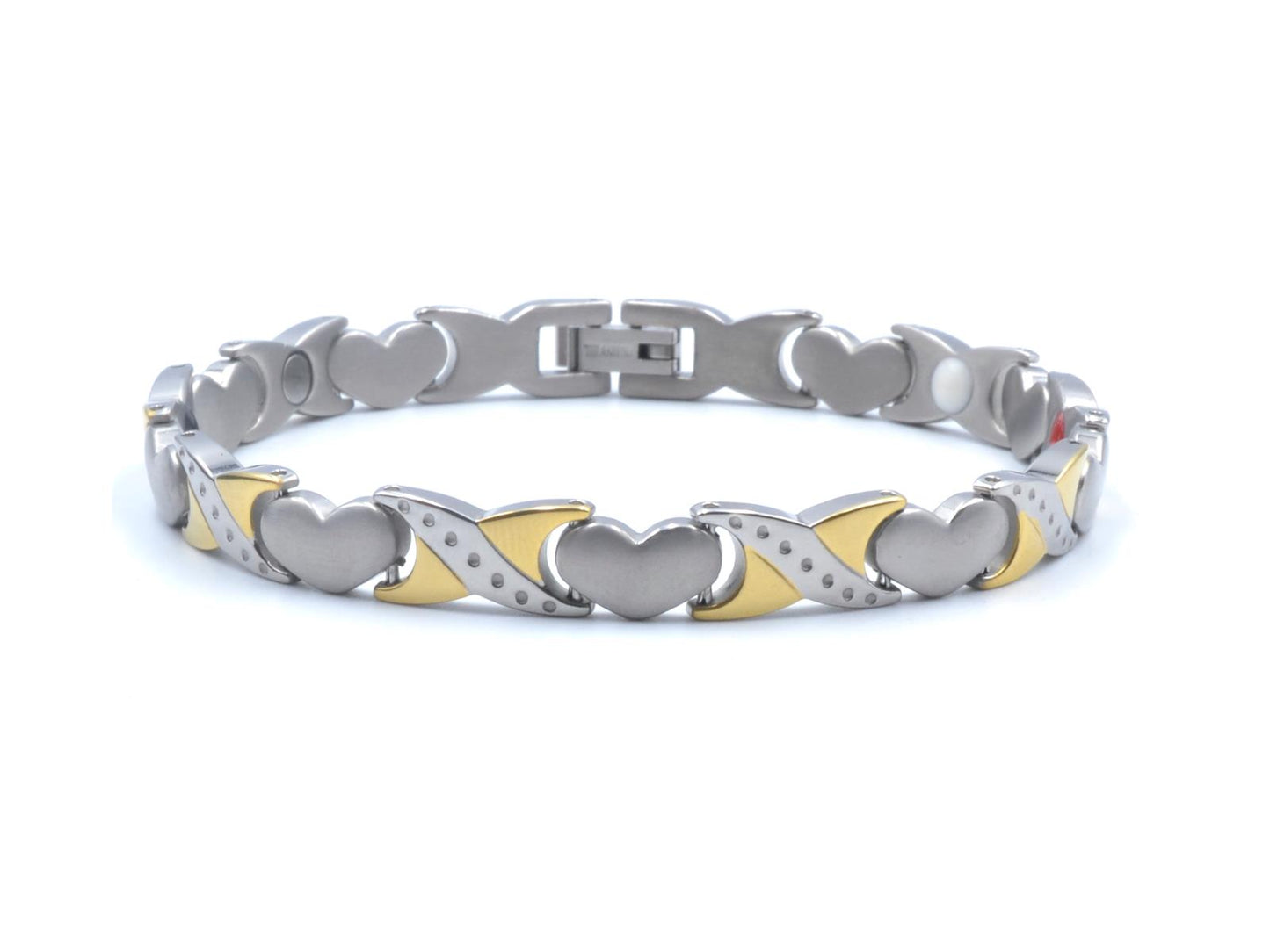 Origin Titanium Women's Magnetic Bracelet with Heart Design, Includes Germanium – by North By North East – Magnetic Signs