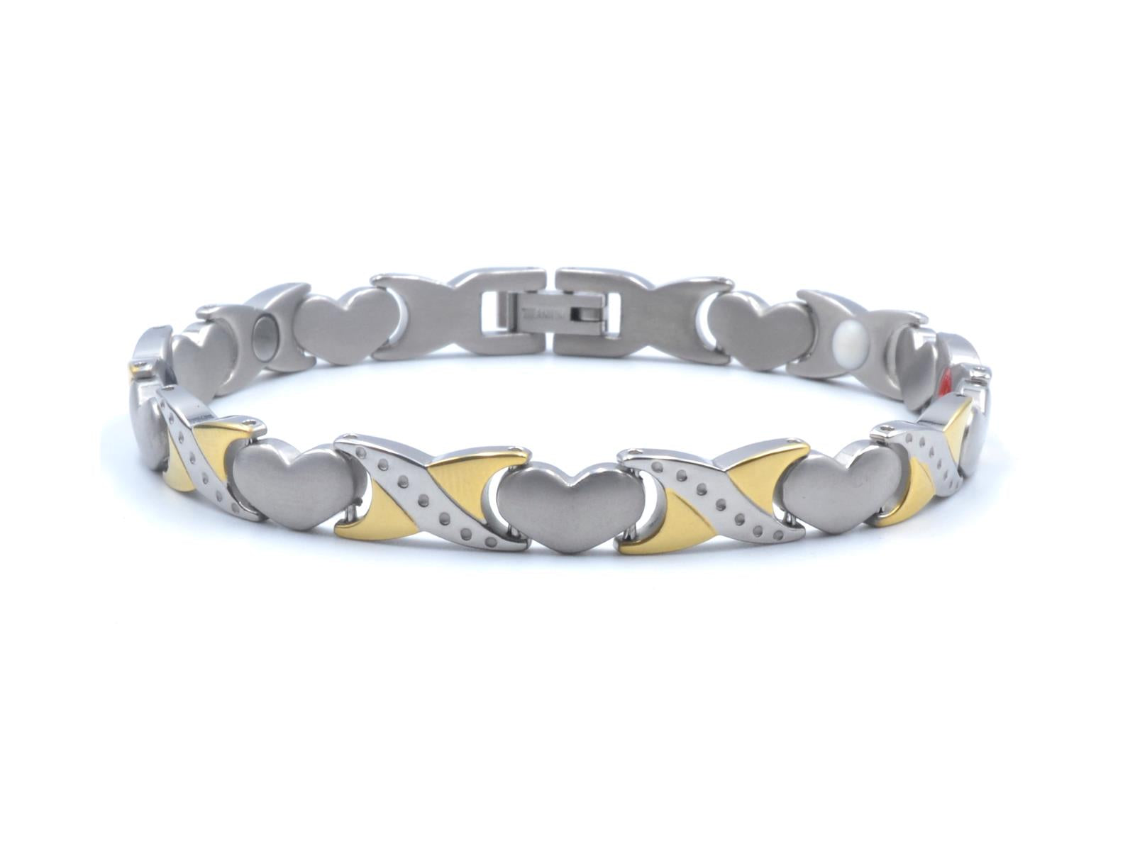 Origin Titanium Women's Magnetic Bracelet with Heart Design, Includes Germanium – by North By North East – Magnetic Signs