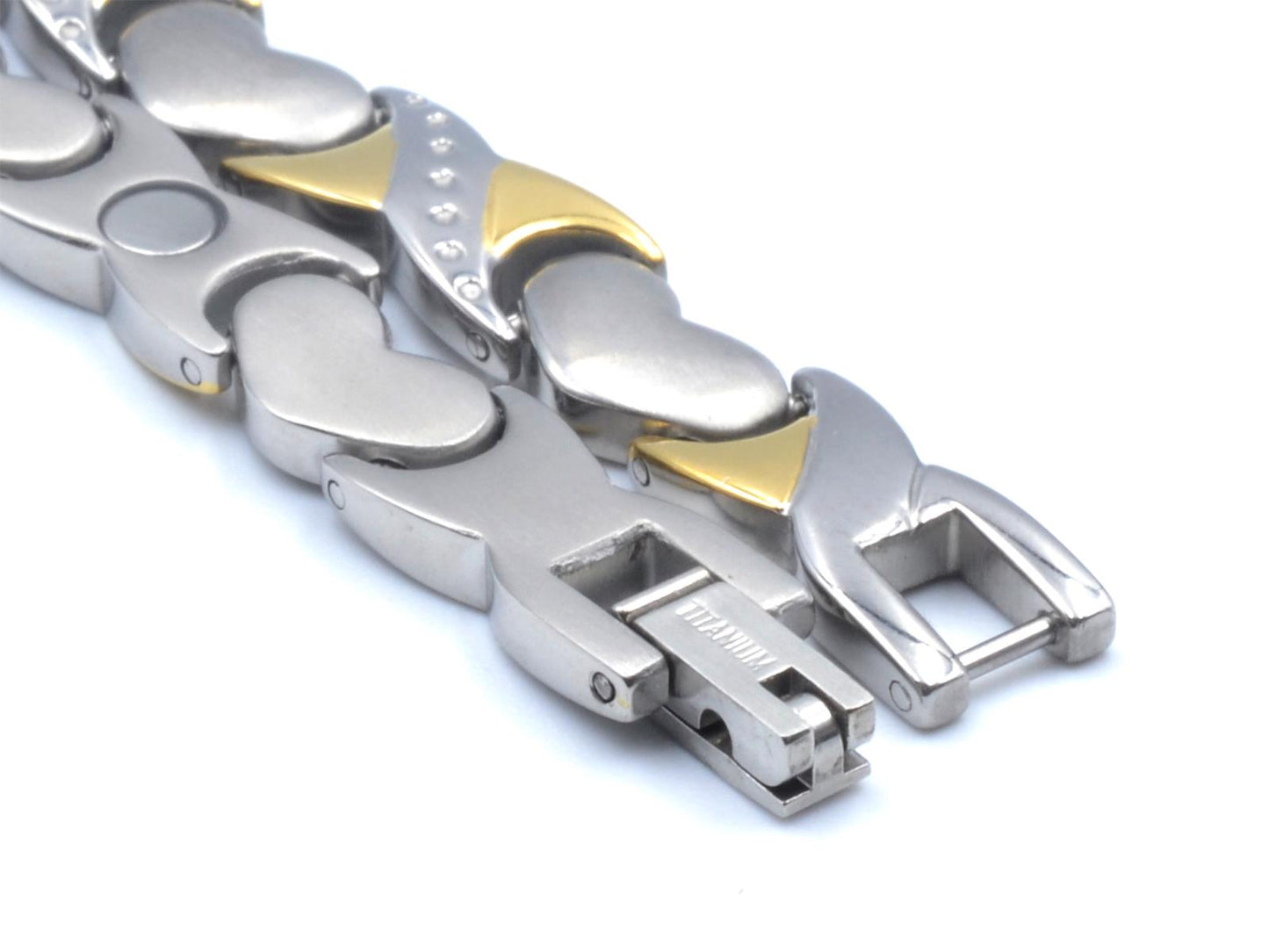 Origin Titanium Women's Magnetic Bracelet with Heart Design, Includes Germanium – by North By North East – Magnetic Signs