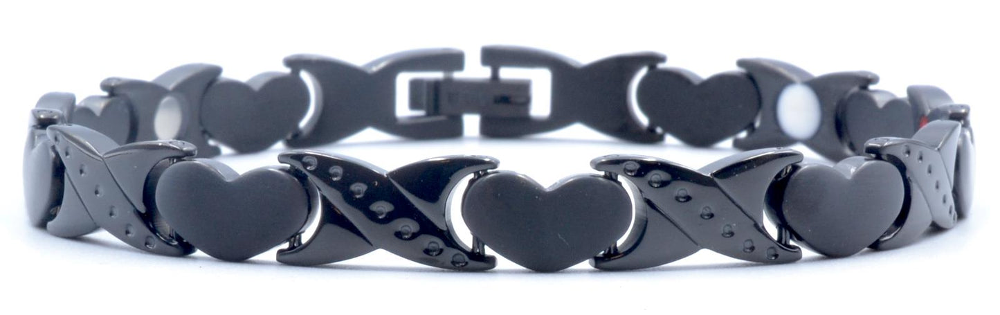 Origin Black Titanium Women's Magnetic Heart Bracelet, Includes Germanium – by North By North East – Magnetic Signs